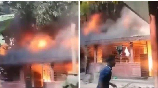 ಬಾಂಗ್ಲಾದೇಶದಲ್ಲಿ ಹಿಂದೂಗಳ ಮೇಲೆ ನಿಲ್ಲದ ದಾಳಿ – ಸಿಲ್ಹೆಟ್‌ನಲ್ಲಿ ಶಿಕ್ಷಕನ ಮನೆಗೆ ಬೆಂಕಿ